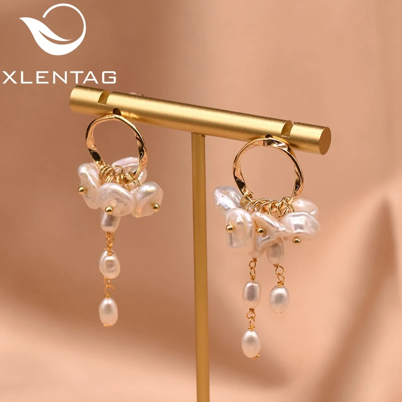 XlentAg Natural High-quality Baroque Pearls Drop Earrings Round Korean Earings Fashion Jewelry Women Birthday Party Gifts GE0545 | Украшения