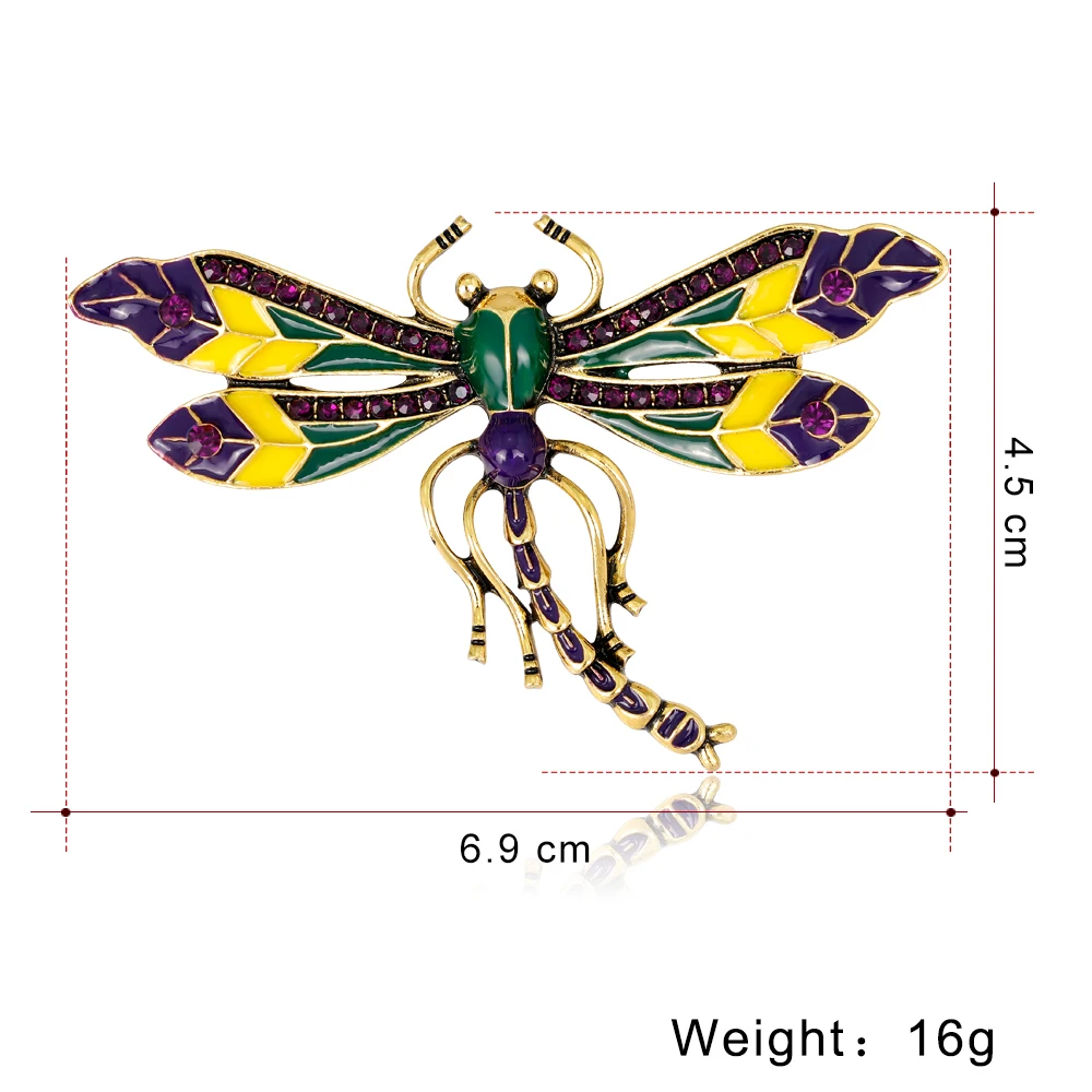 Стрекоза с кристаллами Брошь для женщин модные ювелирные изделия Эмаль Стразы стрекоза с кристаллами Броши Булавки дропшиппинг