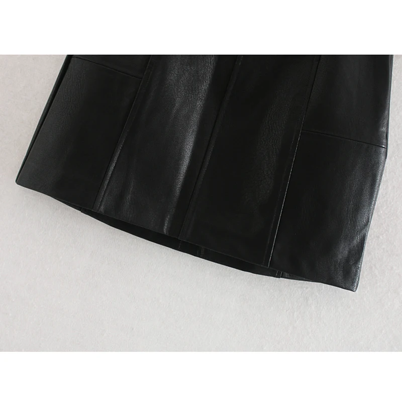 Fandy Lokar Solid Skirts Women Fashion PU Leather Patchwork Skirt Women Elegant Zipper A Line Mini Skirts Female Ladies JU