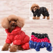 Зимний комбинезон для собак, для питомцев, кошек, теплый высокий воротник, четыре ноги, одежда для маленьких и средних собак, чихуахуа, плюшевый костюм XS s m l xl XXL
