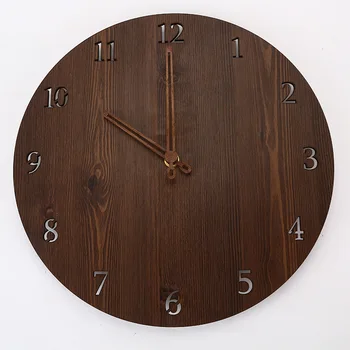 

Art Mute Wall Clock Wood Bedroom Simple Living Room Wall Clock Vintage Wall Decor Clock Modern Design 60W765
