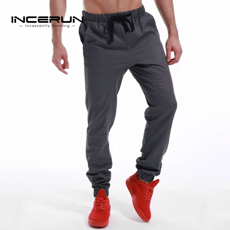 INCERUN шаровары Slim Fit Мужские повседневные эластичные брюки Талия Длинные брюки одежда Jogger спортивные брюки мужские большие размеры мода осень