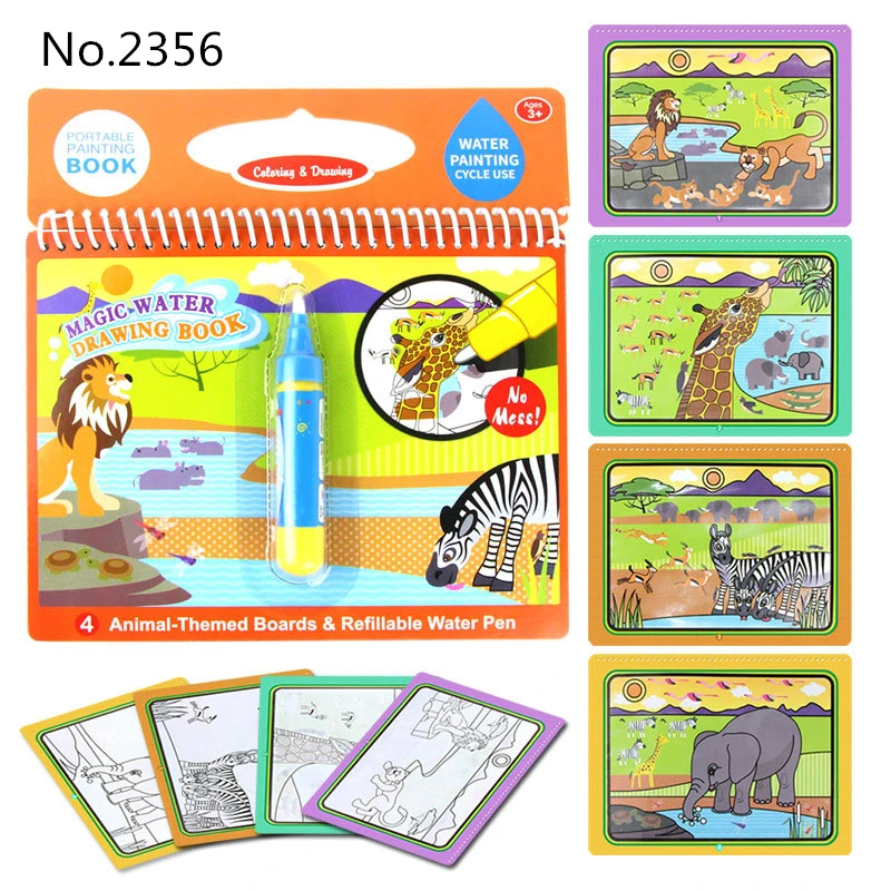 

Diy Magic Water Drawing Book Doodle & Magic Pen African Grassland Animals Painting Drawing Board Toys for Children Xmas Gift
