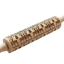 Роллер для печати Скалка Для буковой лазерной гравировки торта печенья выпечки кухни скалка для рождественской елки с рисунком лося Скалка