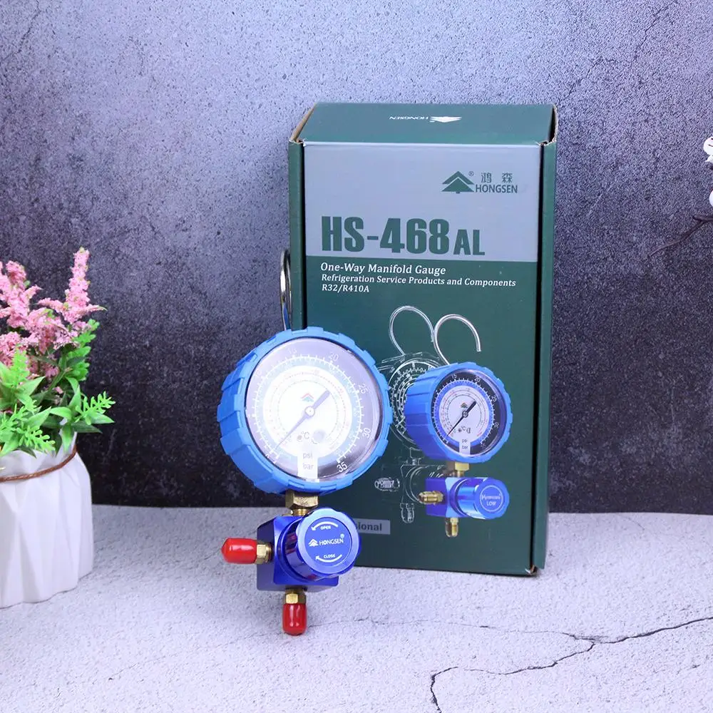 HS-468AL Low pressure 1-way manifold gauge for R410a R32 refrigeration air conditioning liquid meter snow table refrigerant