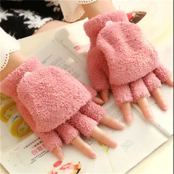 

Women Hand Wrist Warmer Winter Flip Fingerless Gloves Mitten Female Gloves Women Winter Warm Gloves
