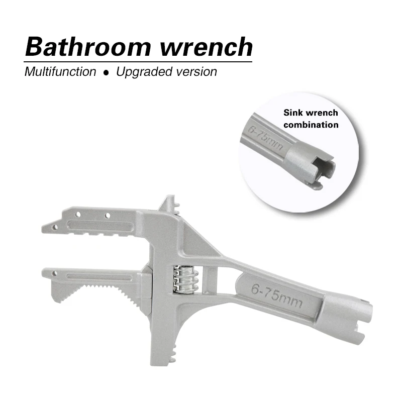

6-78mm Multifunctional Universal Spanner Water Pipe Sink Repair Tool Bathroom Wrench Large Open Mini Adjustable Aluminum Alloy