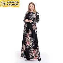 Neue Mode Druck Floral Langarm Plus Größe Muslim Für Frauen Türkei Islamische Kleidung Maxi Casual Ramadan kaftan Hijab Kleid