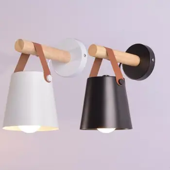 

Modern Simple Wooden Belt Wall Lamp Bedroom Bed Led Wall Sconces Nordic Post-modern Corridor Macaroon Sconce Wall Lights