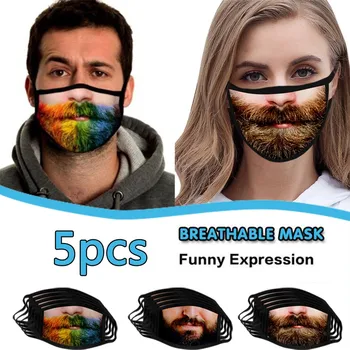 

5PCS Mouth Masks for Protection Funny Expressions Washable Earloop Face Mask Mascararilla For Germ Protection Маска #YL5