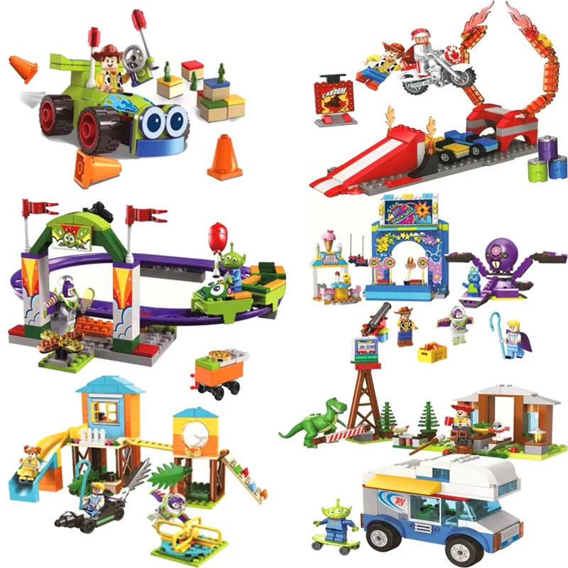 

Toy World Story 4 Lepining Buzz Lightyear Woody & Rc Jessie Alien Ducky Bo Peep Model Building Block Toys For Children