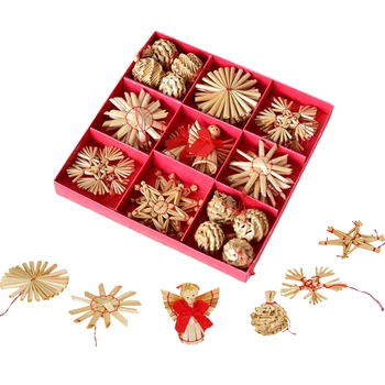 

32PCS Super Beautiful Christmas Straw Pendant Christmas Tree Decoration Straw Hangers Christmas Pendants And Decorations