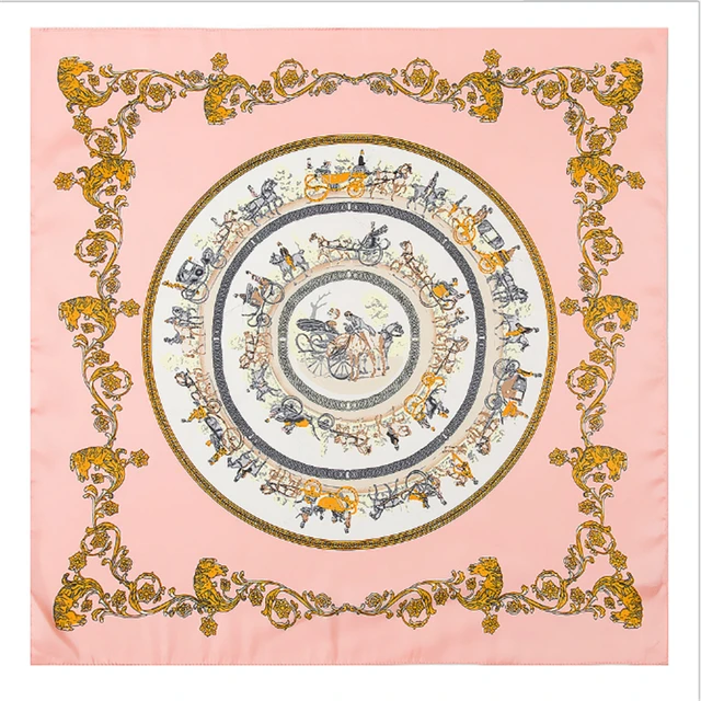 2021 summer square 33 color silk scarf fashion print ladies luxury hair band turban handkerchief head female beach shawl ML15 28