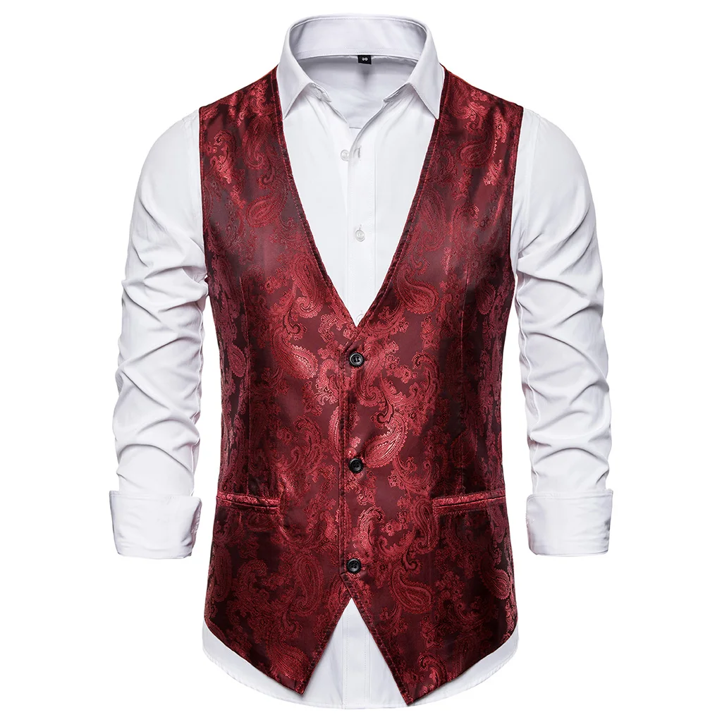 WENYUJH 2019 Autumn News Printed Steampunk Vest Men Brand Night Club Prom Vest Men Waistcoat Wedding Formal Dress Vests for Men