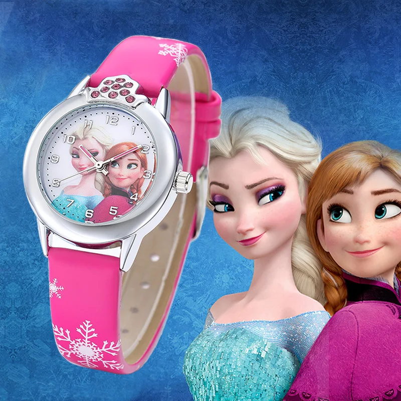Новые детские часы с героями мультфильмов, детские часы принцессы для девочек, кварцевые часы с человеком-пауком для мальчиков и студентов, модные кожаные Наручные часы