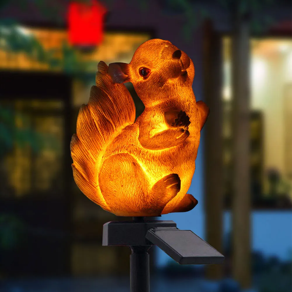 LED Solar Light Outdoor Waterproof Lighting Resin Squirrel LED Lawn Light Garden Light for Park Landscape Courtyard Fence Decor