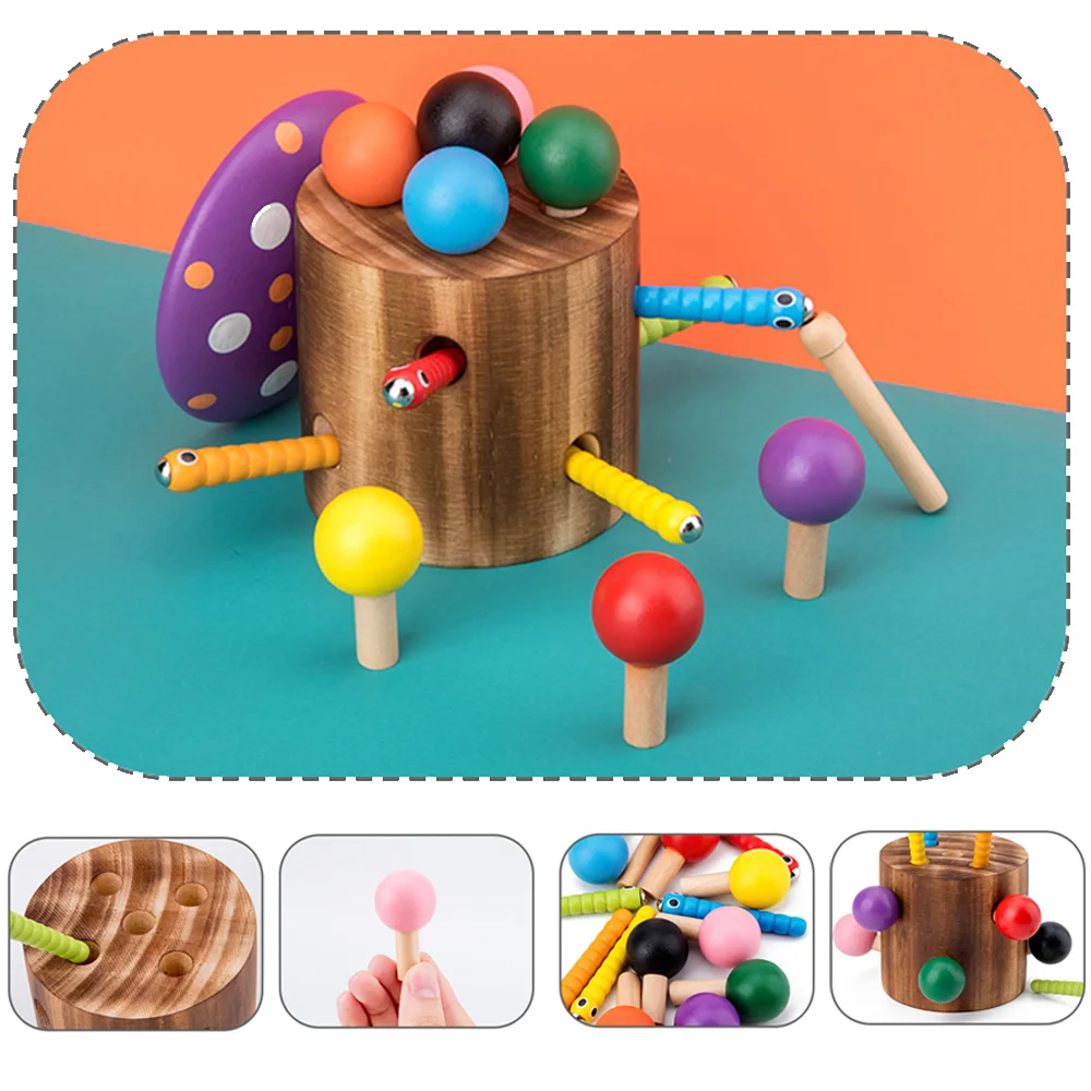 Baby Wooden Toys Early Childhood Educational Toys 3D Puzzle Catch Worm Game Color Cognitive Montess - 4000196234442