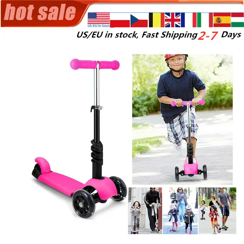 Child Kids 3 Wheel Mini Scooter with Adjustable Handle T Bar & Seat 3