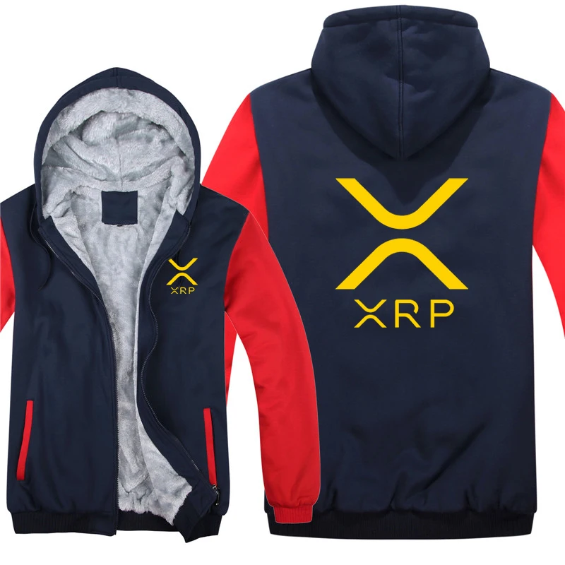 Ripple XRP Cryptocurrency Sweatshirts Men Cool Winter Thicken Wool Liner Crypto Hoodies Pullover 5