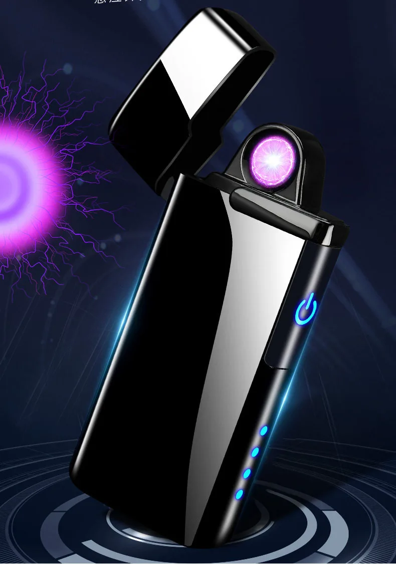 Плазменная usb-зажигалка с сенсорным переключателем, зажигалка для сигарет для курения, Электронная зажигалка с выгравированным именем, супертонкая зажигалка