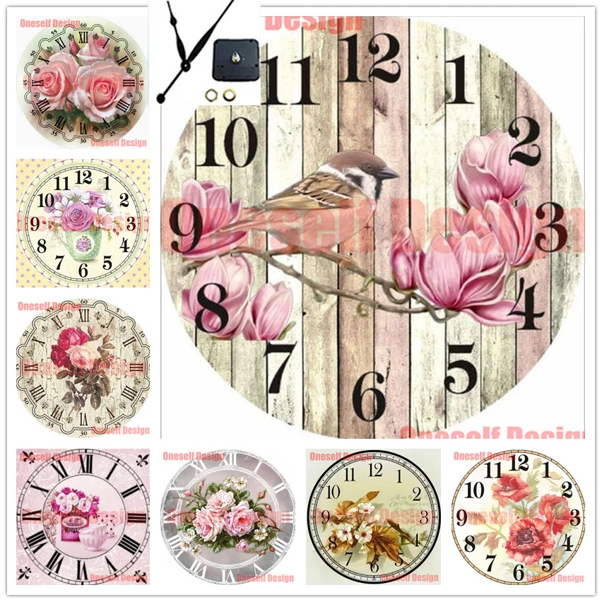 5d diamond painting with clock flower and brid mosaic sale cross stitch embroidery decoration home wall sticker | Дом и сад
