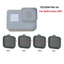 TELESIN – kit de filtres CPL ND 4 8 16 pour Gopro hero 7 6 5 hero6 hero5, filtre polarisant pour caméra go pro