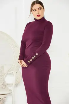 

European and American fashion bottoming sweater skirt Slim high neck Knit Dress