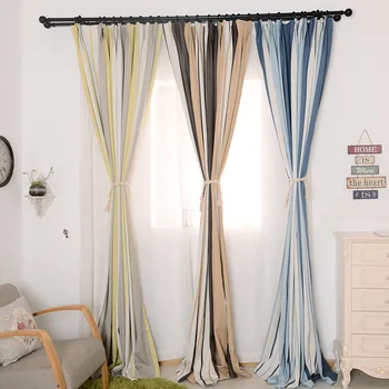 

Simple Curtains for Bedroom High Shaded Jacquard Blue Stripe Curtains for Living Room Curtains
