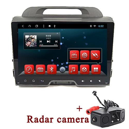 YAZH 2 din 9 дюймов full hd сенсорный дисплей Android головное устройство для KIA Sportage R 2013 gps навигация 32 Гб стерео 1080*600 экран - Цвет: with Radar camera