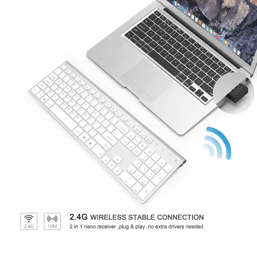 Wireless keyboard and mouse combination 2.4 gigahertz stable connection rechargeable battery UK/Fra