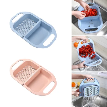 

Foldable Drain Basket Bowl Rice Washing Kitchen Sink Strainer Noodles Vegetables Fruit Kitchen Gadget Storage Tools