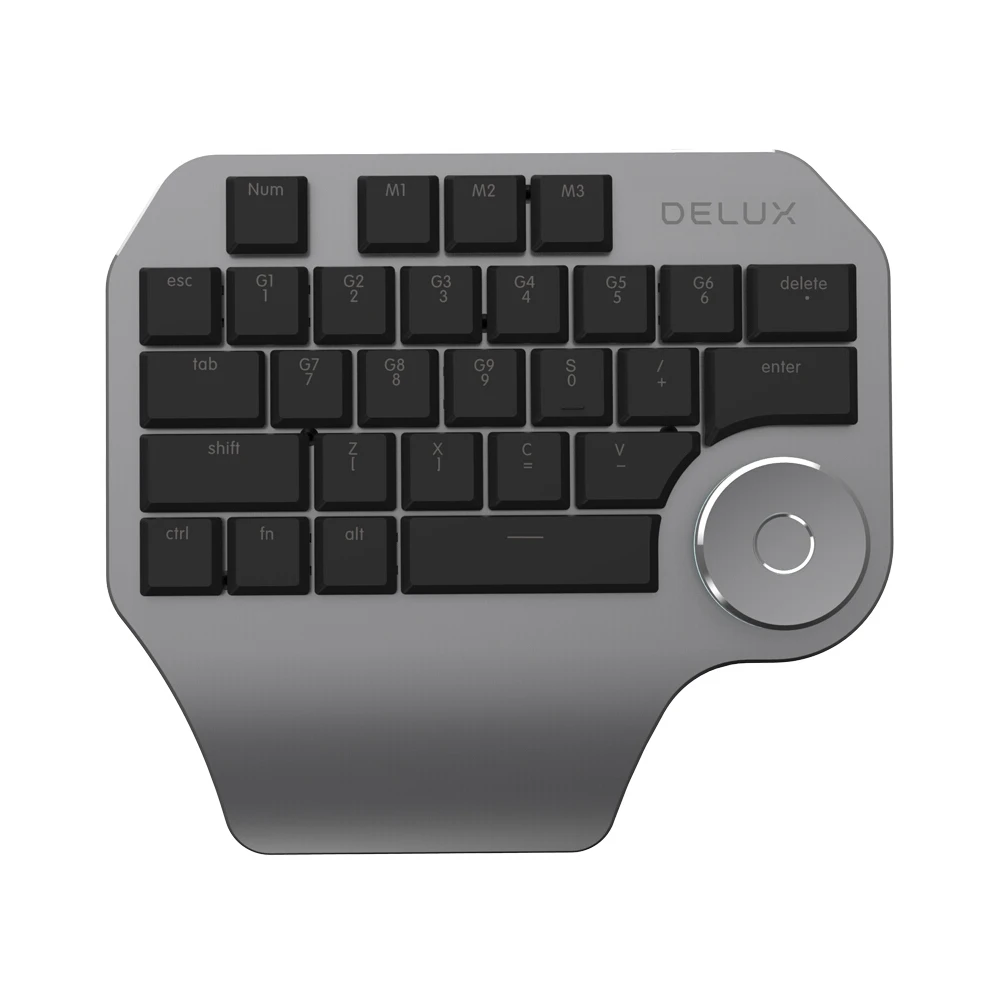 Delux T11 Designer Single One-Hand Ergonomic Keyboard Mouse Combo Gaming Keyboard Home Office Keypad with Knob For Laptop PC computer keyboard computer peripheral Keyboards