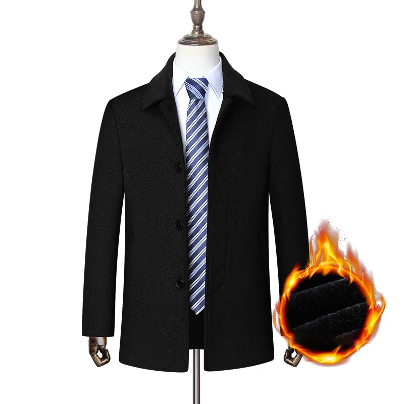 

Мужское шерстяное плотное пальто на осень и зиму, мужское пальто, теплая шерстяная Мужская модная деловая повседневная куртка, брендовая одежда из смеси