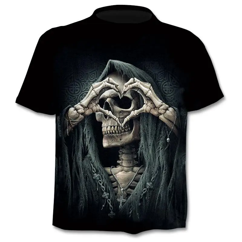 H4d09328ba02f4c94b1178977553666c4z - Fake Jacket Skull Print T-Shirt