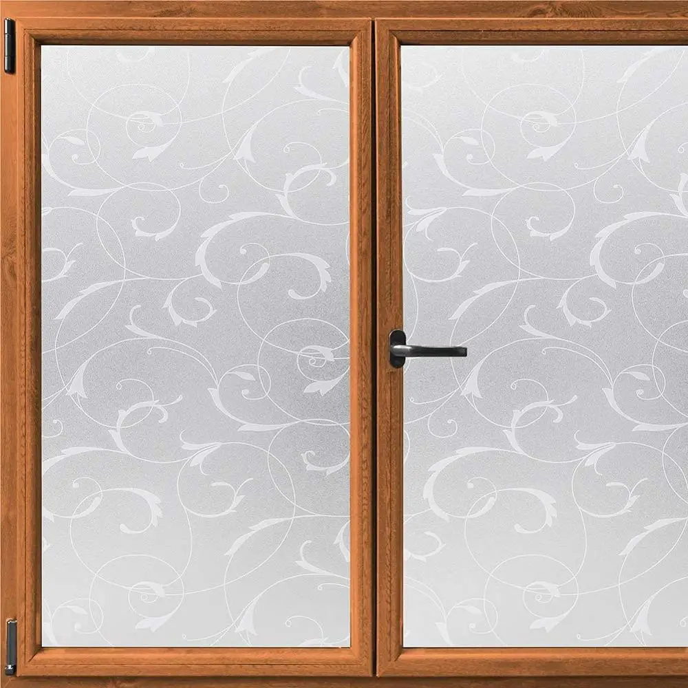 

LUCKYYJ Waterproof Frosted Privacy Window Glass Cover Film Sticker Anti UV for HomeBathroom Removable Flower Pattern Window Film