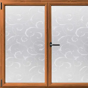 

LUCKYYJ Waterproof Frosted Privacy Window Glass Cover Film Sticker Anti UV for HomeBathroom Removable Flower Pattern Window Film