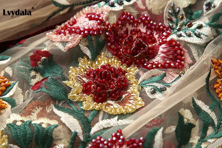 Lvydala, Высококачественная модная дизайнерская куртка, осенняя Женская куртка с вышивкой из сетки, Аппликация из бисера, куртка