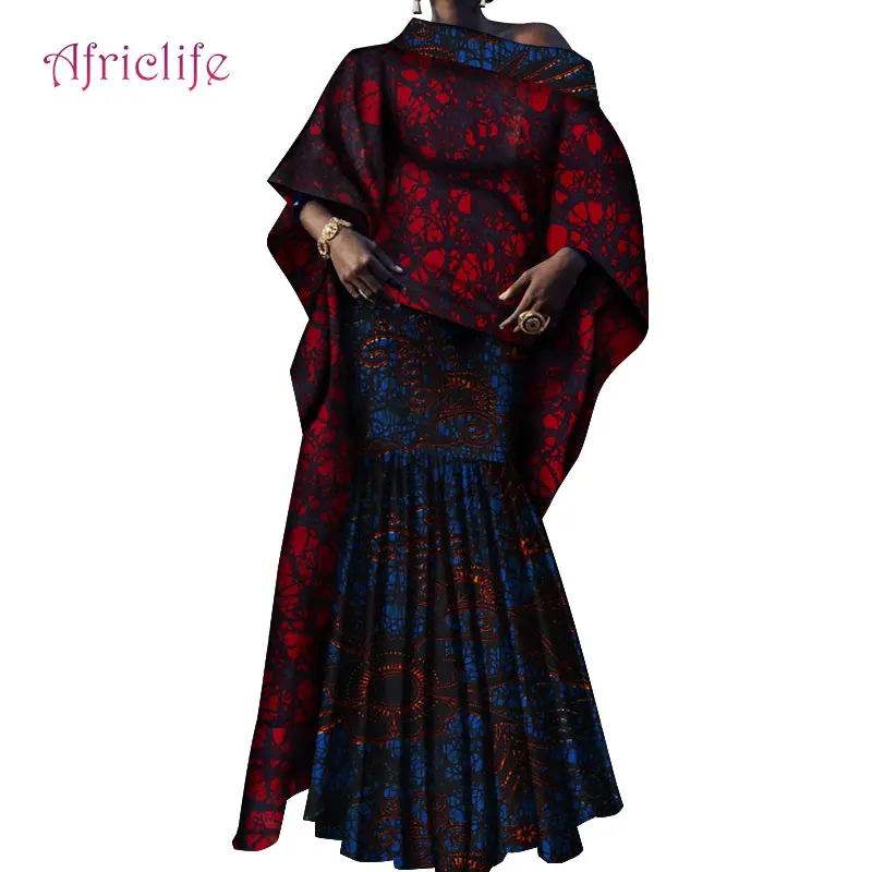 Африканский принт, Длинный топ и юбки, наборы для женщин, Базен Riche, традиционная африканская Женская одежда, 2 предмета, комплекты юбок, WY4192 - Цвет: 13