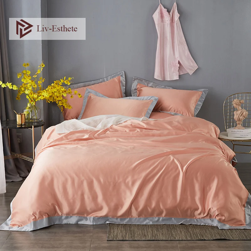 

Liv-Esthete Luxury Soft 100% Silk Bedding Set Silky Healthy Skin Duvet Cover Bed Sheet Double Queen King Bed Set Bedclothes