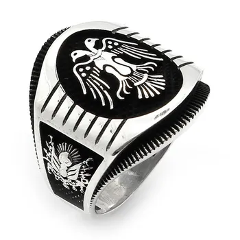 

Mina Silver 925 Sterling Double-Headed Eagle Nobility Power Without Stone Men 'S Ring