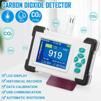 

Carbon Dioxide Detector with Rechargeable Battery for Home Air Quality Detector Meter TFT Display Gas Analyzer CO2 Sensor