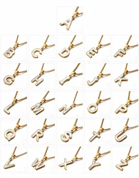

Stainless Steel Bulgaria Gold 26 Capital Letters Pendant Necklace For Women Shell Alphabet Initial Letter Choker Jewelry
