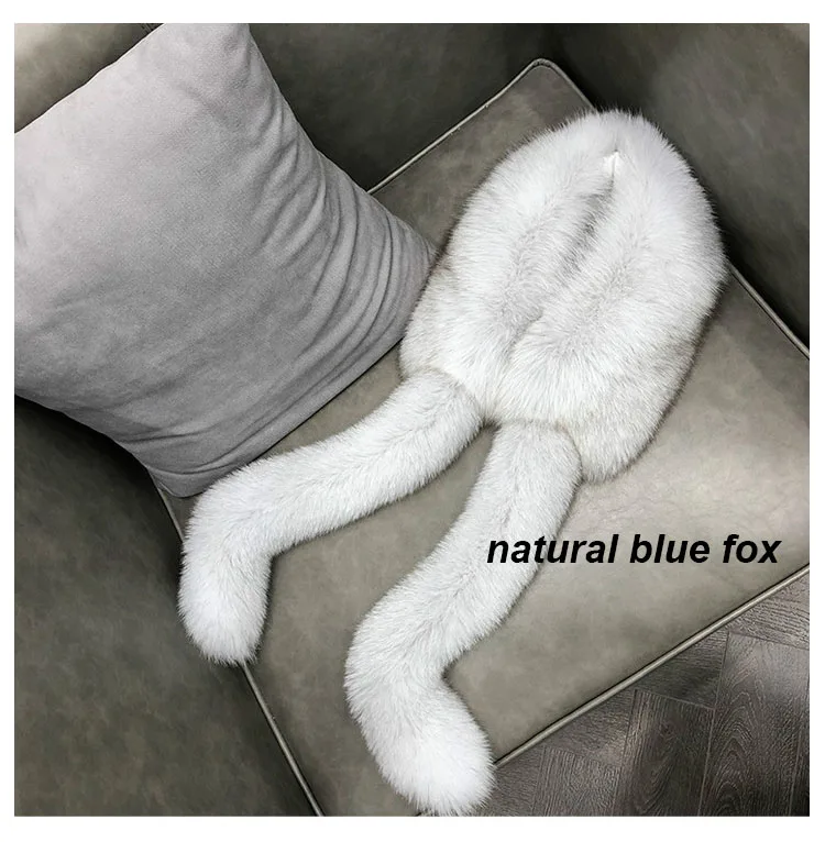 natural blue fox MS. Minshu шарф из натурального Лисьего меха с хвостами натуральный Лисий меховой воротник Модный женский зимний шарф натуральный Лисий меховой воротник - Цвет: natural blue fox