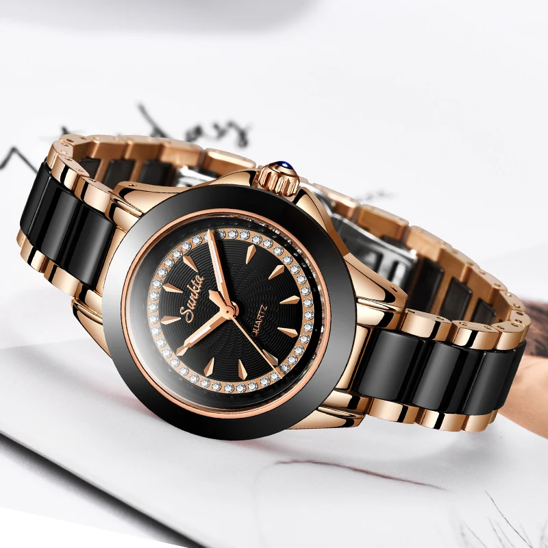 SUNKTA Women Watch Ceramic Waterproof Watch Watches Womens Top Brand Luxury Fashion Sport Ladies watch Relogio Feminino