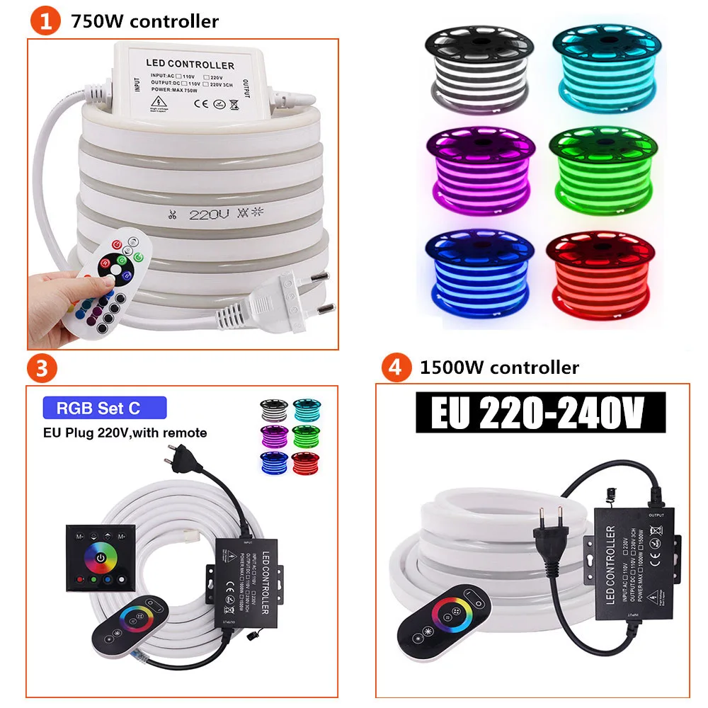 Details about   RGB Neon Light Ribbon Tape Flexible 2835 5050 120LEDs/m 24Key  Remote 110V 220V