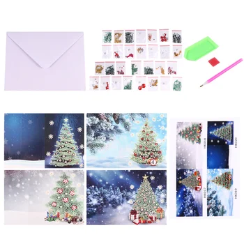 

4 Sets Drill Painting Christmas Cards Greeting Cards Diamond Paintings