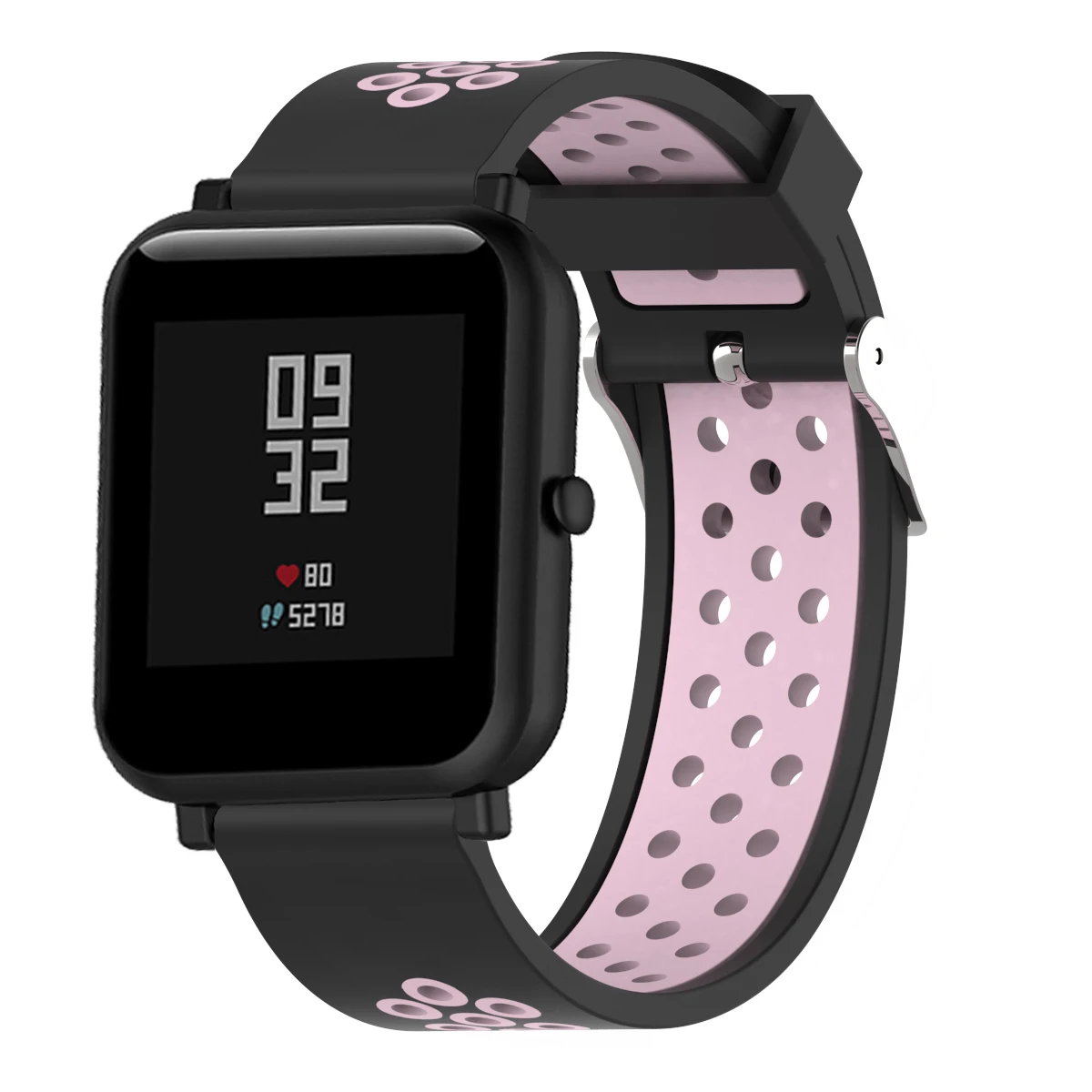 Спортивный силиконовый ремешок для Xiaomi Huami Amazfit Bip BIT PACE Lite, Молодежные умные часы с пряжкой, браслет 20 мм, сменный ремешок - Цвет: Black pink