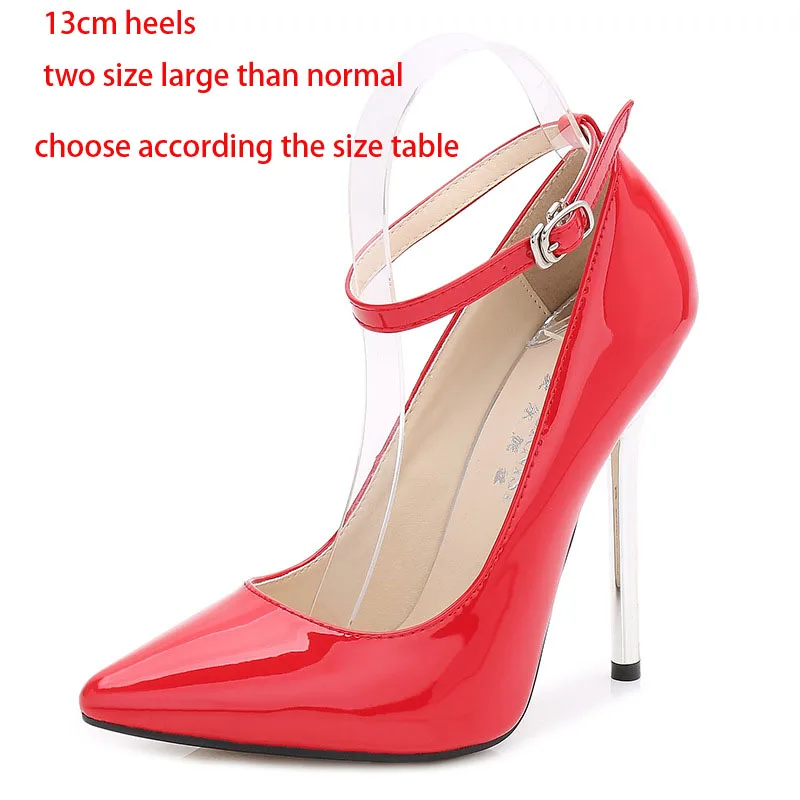 13cm red LTARTA/женские пикантные туфли на очень высоком каблуке 16 см для ночных клубов размера плюс; туфли на высоком каблуке для подиума с Т-образным ремешком; красные пикантные Туфли на каблуке; WZ-A16 - Цвет: 13cm red
