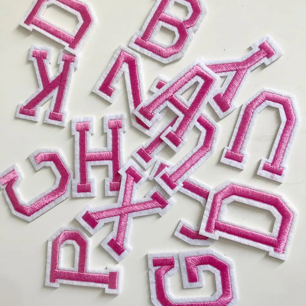 1pcs Pink Letters Patch Alphabet Embroidered Applique Iron On Name Letters  Patches - Patches - AliExpress