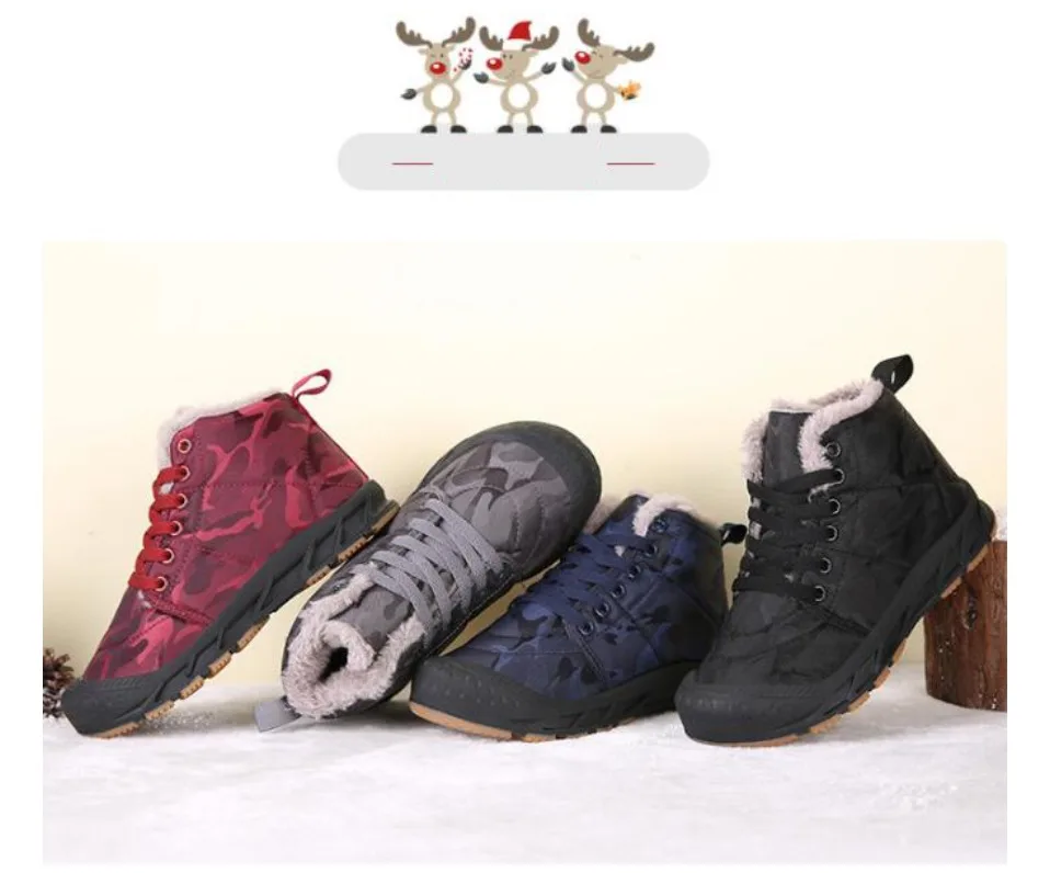 Зимние детские ботинки; теплая детская обувь; Водонепроницаемая Нескользящая спортивная обувь для мальчиков; Плюшевые короткие ботинки с толстой хлопковой подкладкой для девочек